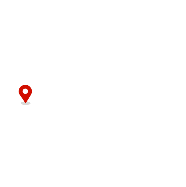 The image depicts a simple outline of New York State with a red map pin indicating a specific location within the state's borders.